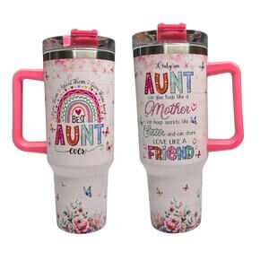 Best Aunt Ever Tumbler Mug 40oz With Handle Lid & Straw – Gift For Aunt Women